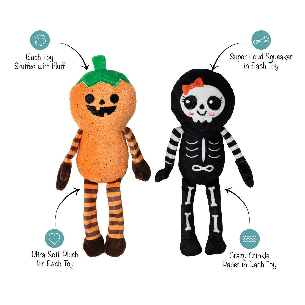 Duo de jouets Citrouille et Squelette Halloween