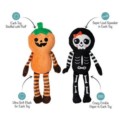 Duo de jouets Citrouille et Squelette Halloween
