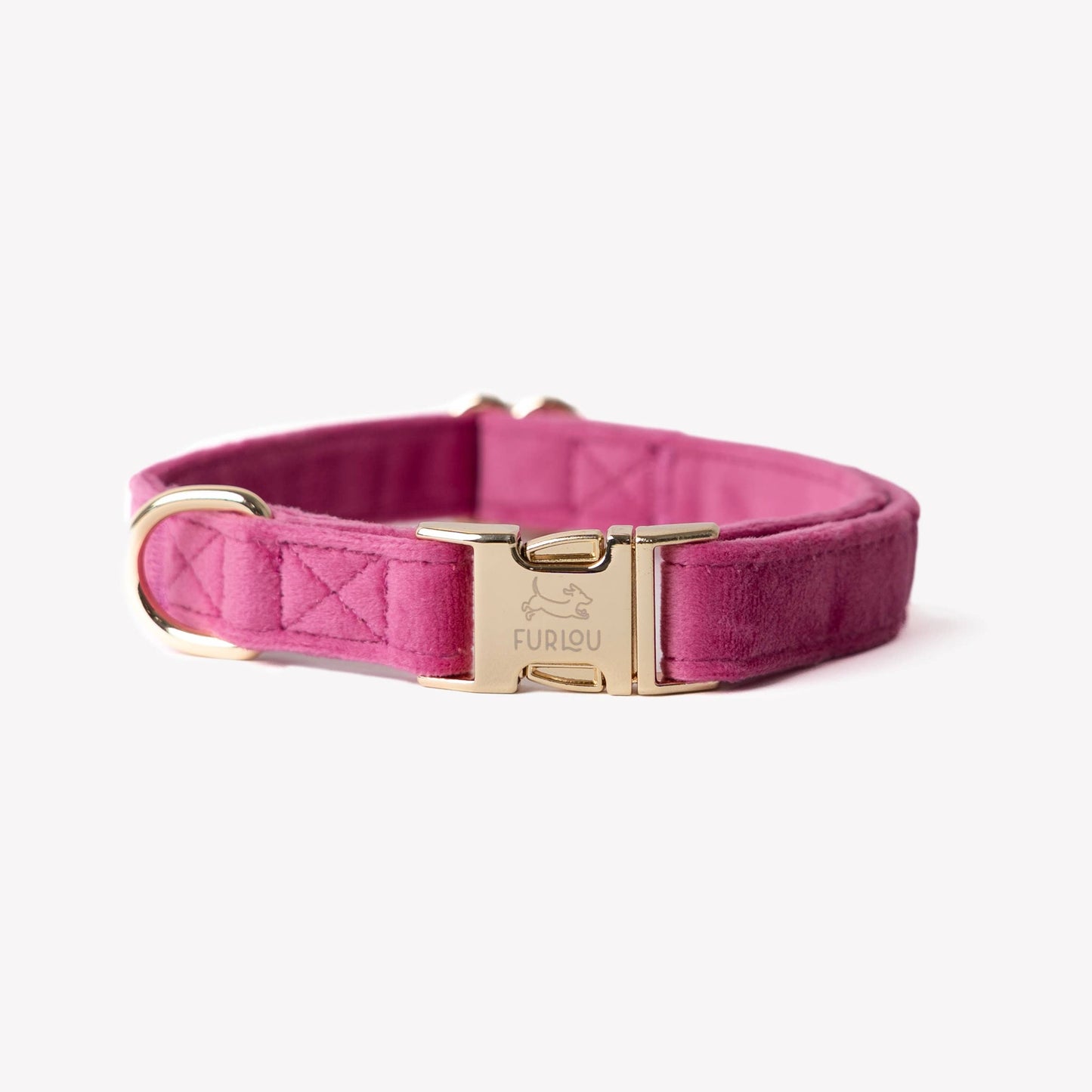 Collier pour chien en velours  - 'Magenta'