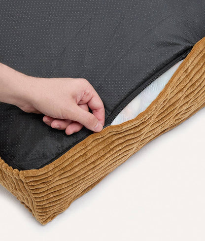 Lit pour chien en velours côtelé moutarde, Cuadra